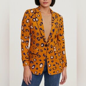 Phillip Lim Women's Blazer Colorful Leopard Print Pockets Bold Maximalist Medium
